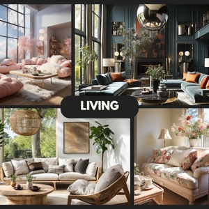 250 Interior Design Prompts Living Room, Bedroom, Bathroom, Backyard, Kitchen Generate Amazing Art with AI Copy & Paste Exterior image 3