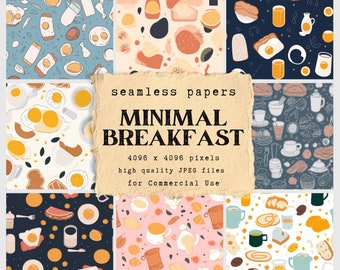 Minimal Breakfast Pattern Digital Paper - seamless papers for crafts and commercial use