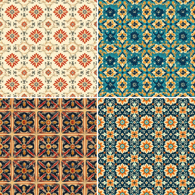 Indian Tile Pattern Digital Paper: 20 Seamless Designs (digital ...