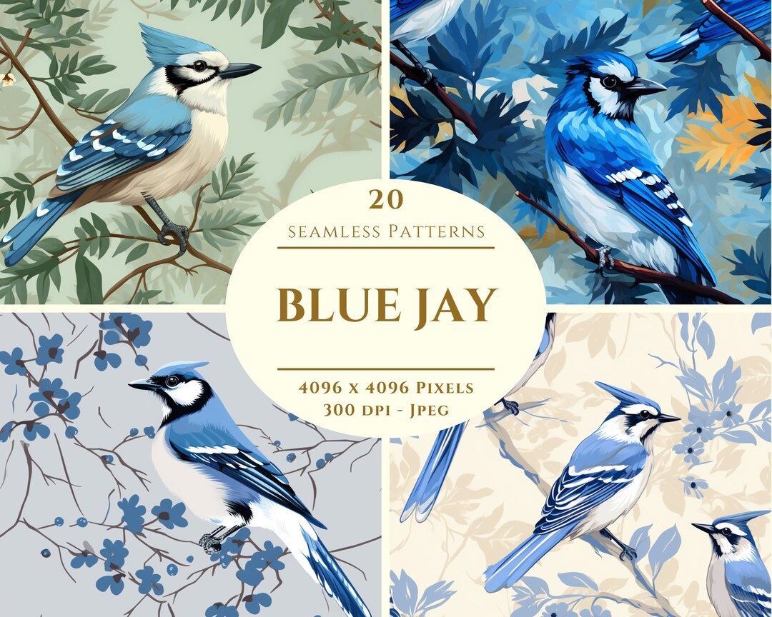 Blue Jay Seamless Pattern: Digital Scrapbook Paper (digital Download ...