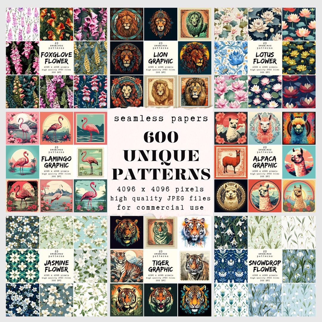 Unique October '23 Bundle, 600 Seamless Papers in 30 Categories ...