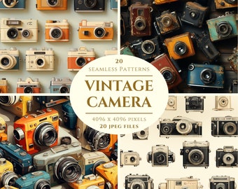 Vintage-Kamera-Digital-Papier: 20 nahtlose Muster (Digital Download)