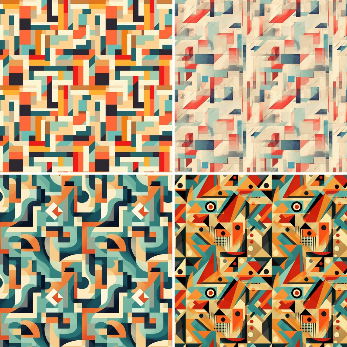 Cubism Pattern Digital Paper: 20 Seamless Print-ready Designs (POD ...