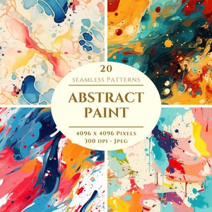 Papel digital Abstract Paint - 20 padrões perfeitos para artesanato e uso comercial - álbum de recortes - impressão sob demanda - jpeg de alta qualidade