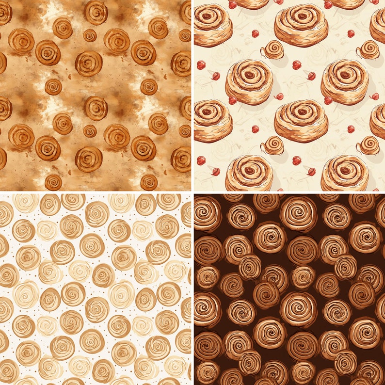 Cinnamon Rolls Digital Paper: 20 Seamless Patterns (digital Download ...