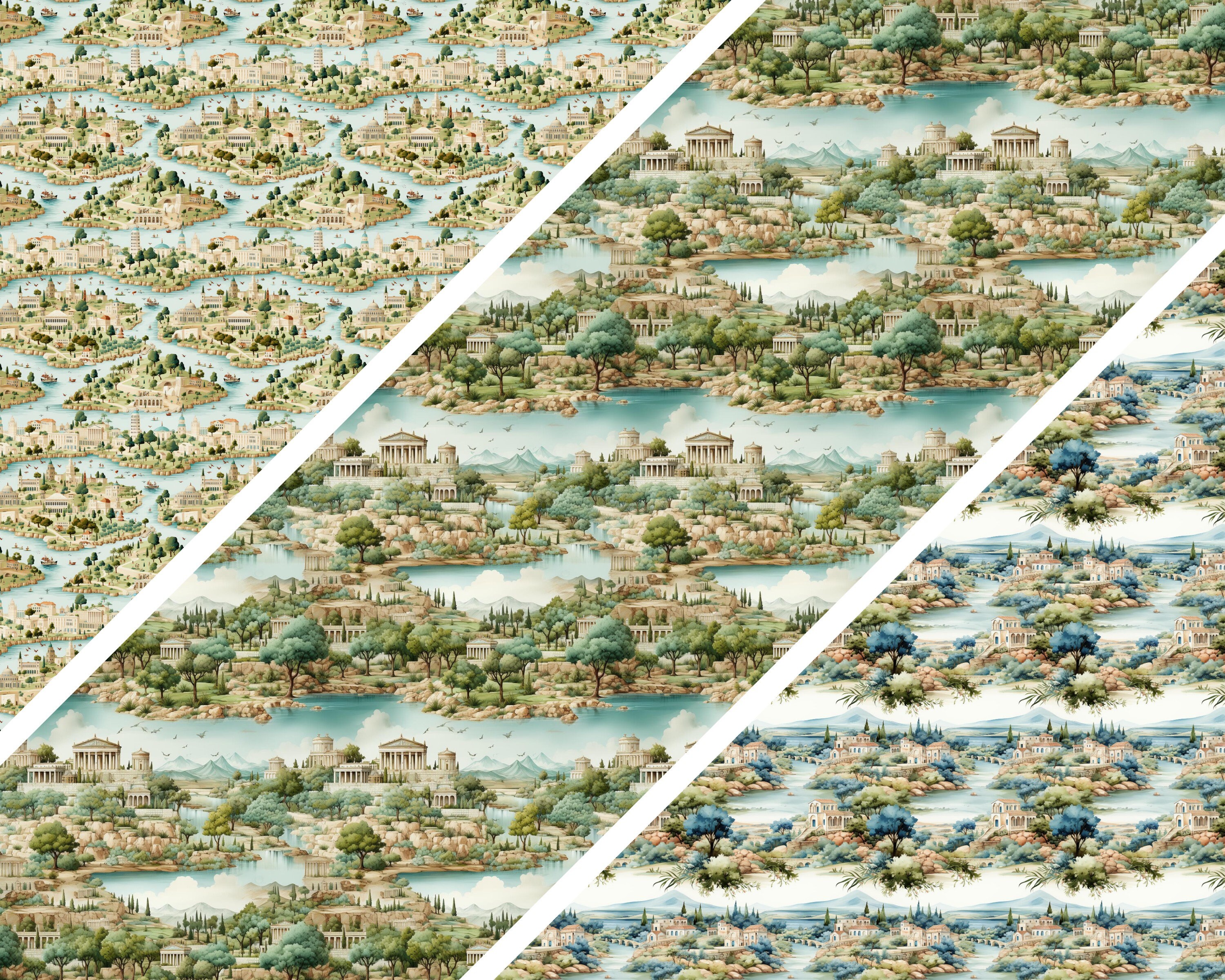 Ancient Greek City Digital Paper: Seamless Scrapbook Designs (JPEG) - Etsy