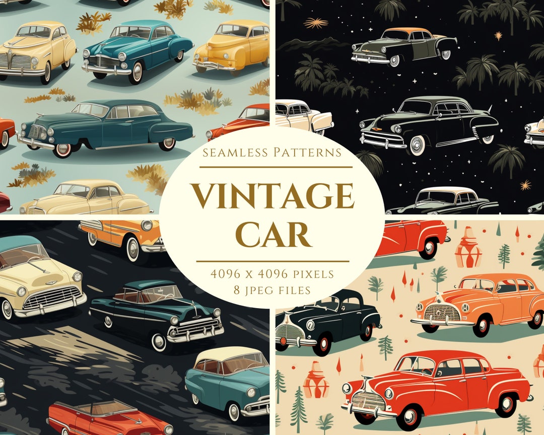 Vintage Car Digital Paper: Seamless Retro Auto Patterns (JPEG) - Etsy