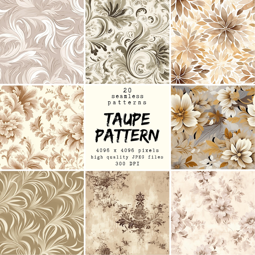Taupe Pattern - Digital Paper - 20 Seamless Patterns for Crafts and ...