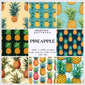 Abacaxi - Papel Digital - 20 padrões contínuos para artesanato e uso comercial - designs prontos para impressão - impressão sob demanda - jpeg de alta qualidade