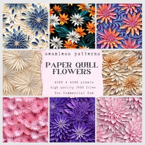Papier Quilling Blumenmuster Digitales Papier - nahtlose Papiere für Handwerk und kommerzielle Nutzung - Scrapbook - Print on Demand Designs