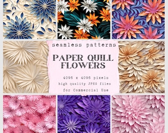 Paper Quill Flower Pattern Digital Paper - seamless papers for crafts and commercial use - scrapbook - print on demand designs