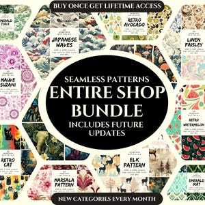 Entire Shop Bundle 4500+ Seamless Patterns over 400 Categories, digital paper, seamless patterns for commercial use, POD, lifetime access