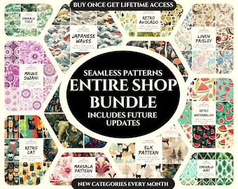 Entire Shop Bundle 4500+ Seamless Patterns over 400 Categories, digital paper, seamless patterns for commercial use, POD, lifetime access