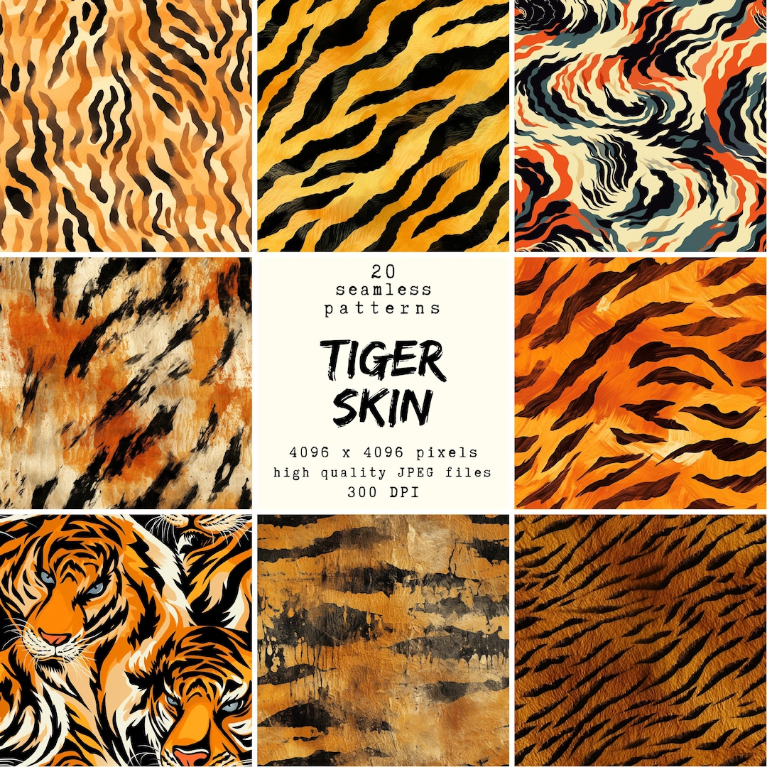 Tiger Skin Pattern - Digital Paper - 20 Seamless Patterns for Crafts ...