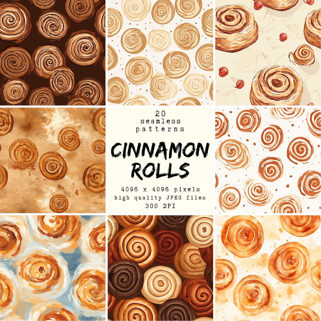 Cinnamon Rolls Digital Paper: 20 Seamless Patterns (digital Download ...