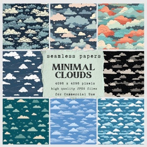 Minimal Wolken Digitales Papier - nahtlose Papiere für Handwerk und kommerzielle Nutzung - Scrapbook - Print on Demand Designs