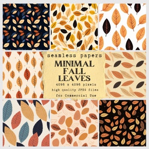 Papel digital Minimal Fall Leaves - papéis sem costura para artesanato e uso comercial - álbum de recortes - designs de impressão sob demanda