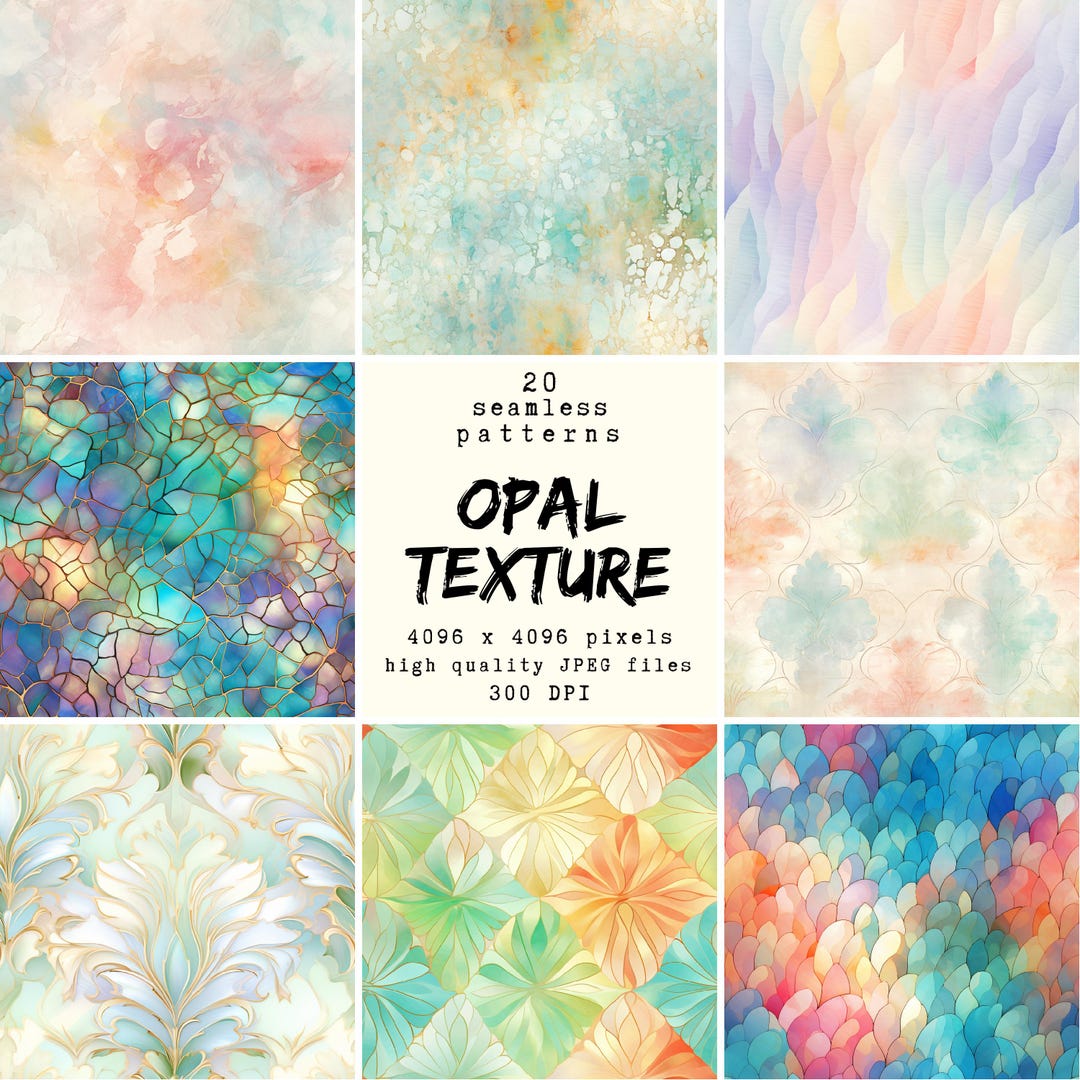 Opal Texture Digital Paper: 20 Seamless Patterns (digital Download ...