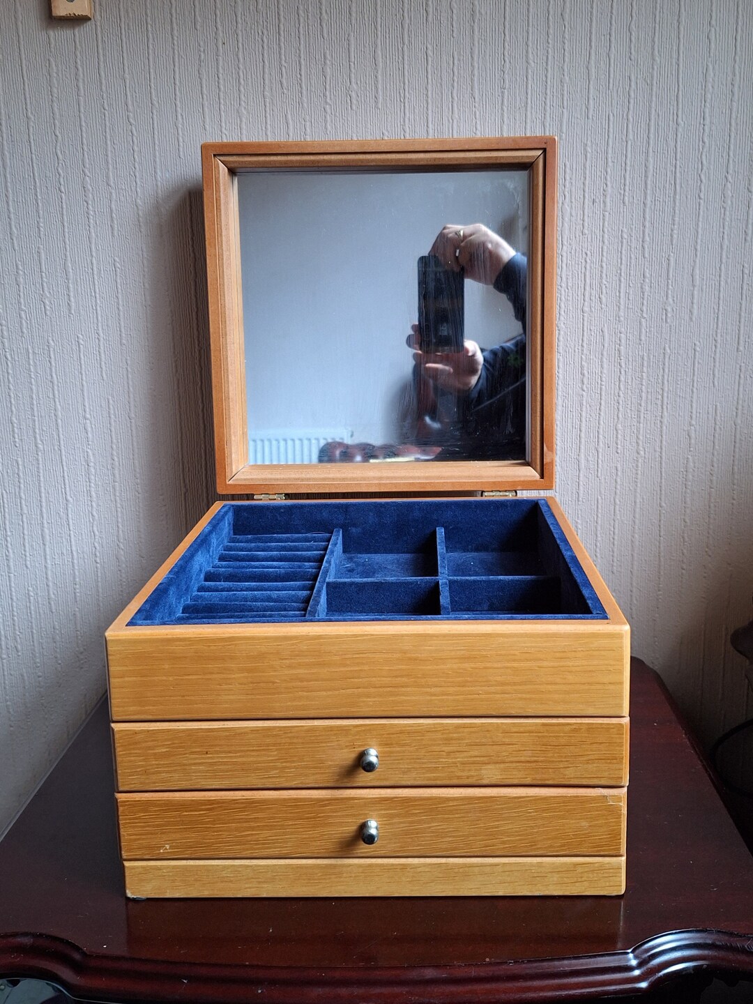 Light Wood Jewellery Box With Two Drawers Etsy