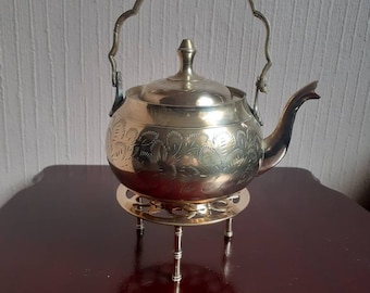 Brass Teapot and Tripod Pot Stand