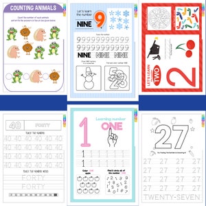30,000 Printable Kids Worksheets Toddler Workbook Alphabet, Numbers, Sight Words, Addition, Math Activities, Coloring pages image 3