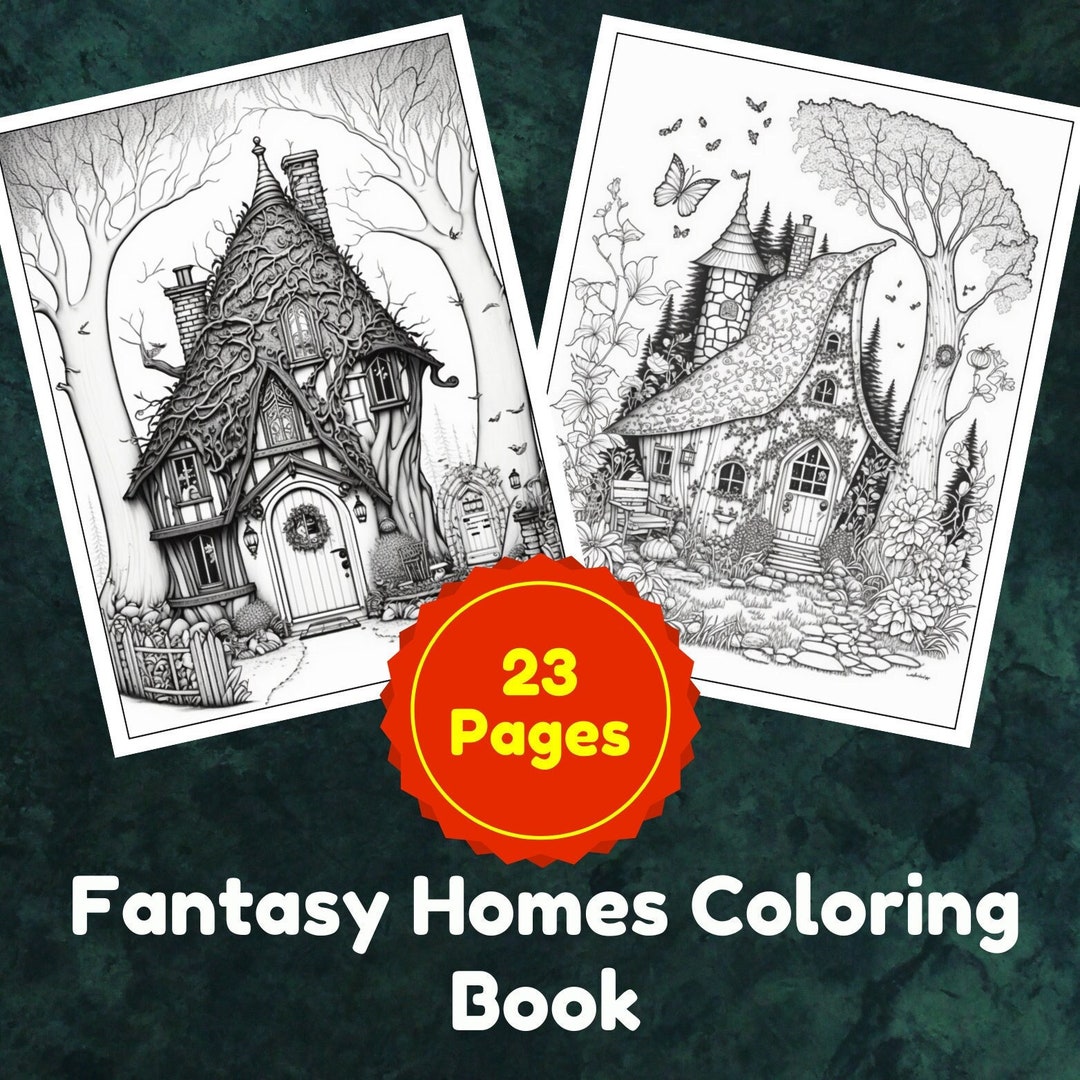 Fantasy Homes Coloring Book, 23 Coloring Pages, Printable PDF & PNG ...