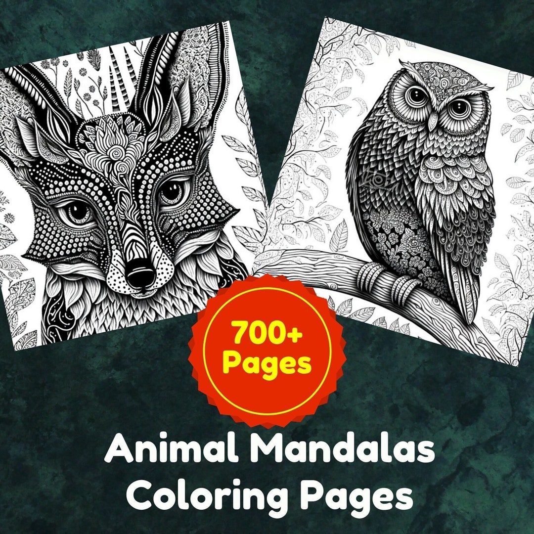 700 Animal Mandalas Coloring Pages, Printable PDF &amp; PNG Files, Instant ...