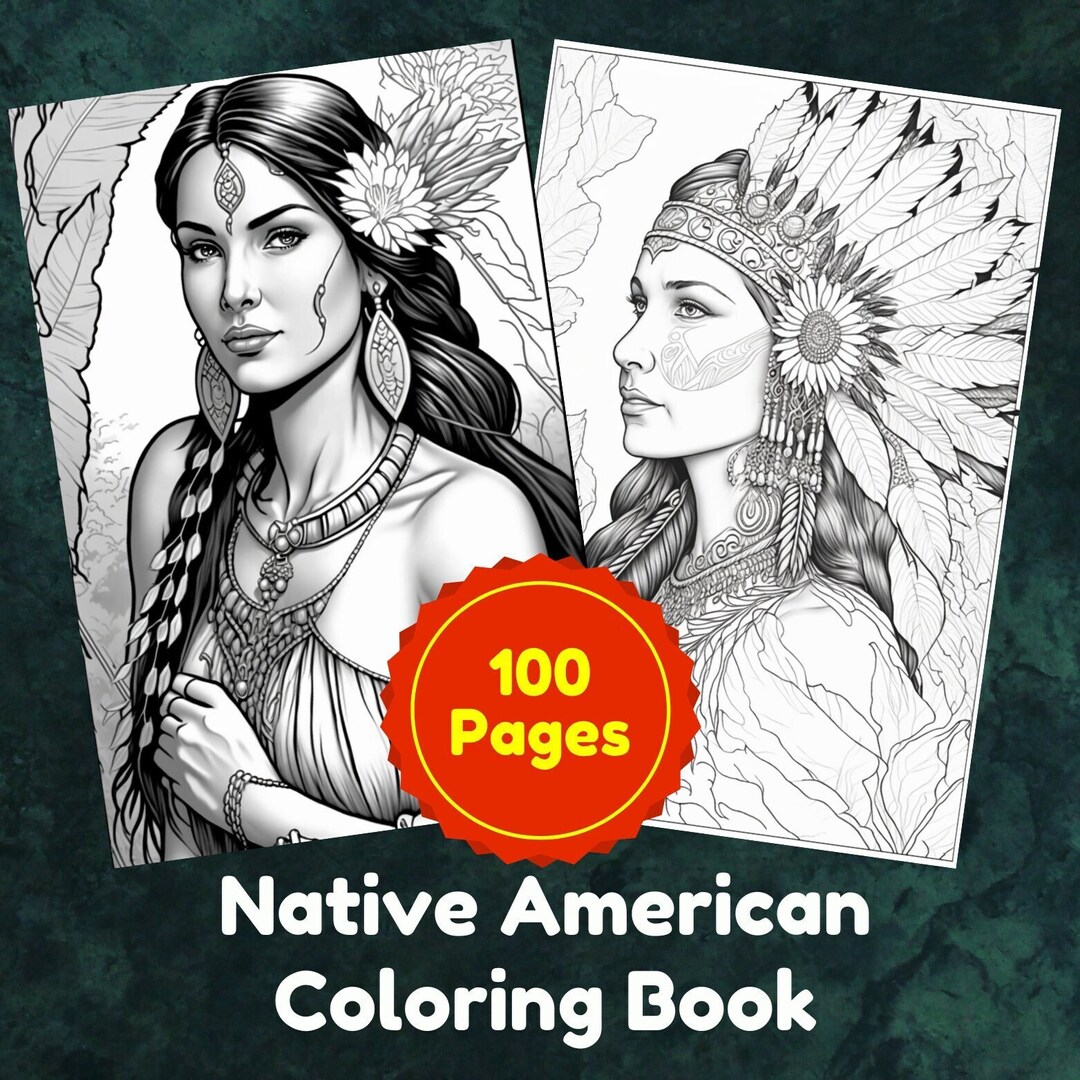 Native American Coloring Book 100 Coloring Pages Printable Etsy
