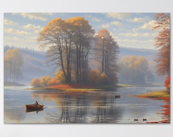 Canvas Gallery Wraps with Autumn River Scene