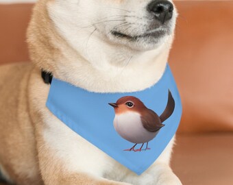 Pet Bandana Collar with Robin Bird print