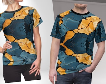 Unisex Cut & Sew Tee (Crackling Glacier Fractal)