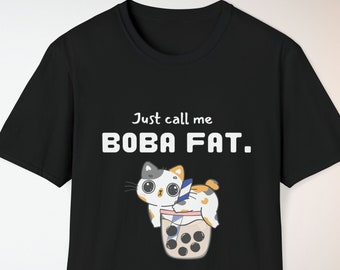 Boba Fat T-Shirt with Cat on a Cup of Boba
