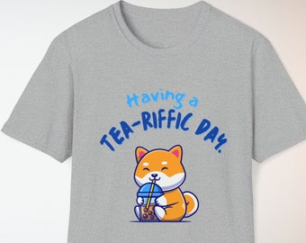 Boba Tea T-Shirt with Doge drinking a Cup of Boba