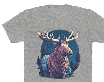 Men's Cotton Crew Tee with Moose print (Customizable)