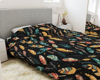 Colorful Feathers Microfiber Duvet Cover