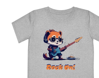 Personalize Kids' T-Shirt with Red Panda playing Guitar (UK)