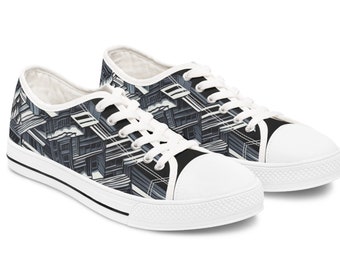 Women's Low Top Sneakers with Fortress Abstract Art