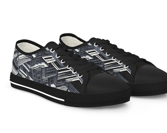 Men's Low Top Sneakers with Fortress Abstract Art