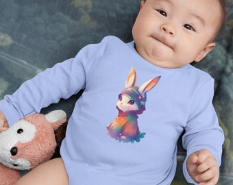 Infant Long Sleeve Bodysuit with a Ninja Bunny print