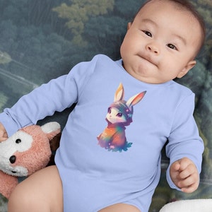 Infant Long Sleeve Bodysuit with a Ninja Bunny print