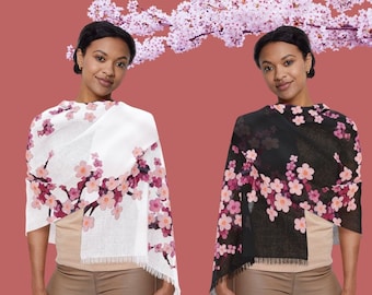 Light Translucent Cherry Blossom Floral Scarf