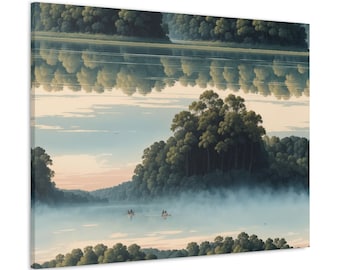 Canvas Gallery Wraps with Heavenly River Fishing Scene