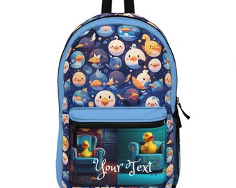 Personalize School Backpack with Rubber Ducks Cartoon