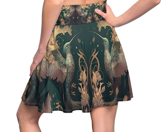 Skater Skirt with Fantasy style Hummingbirds print