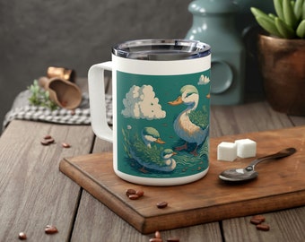 Insulated Coffee Mug with Duck motif, 10oz
