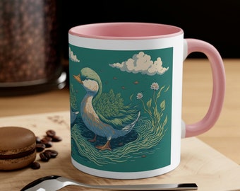 Duck Couple Accent Two-Tone Coffee Mug, 11oz
