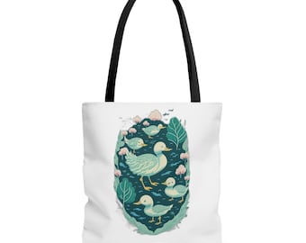 Tote Bag with Ducks and Flowers