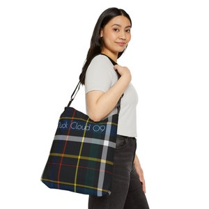 Verstellbare Einkaufstasche (DuckCloud auf Navy Plaid / Tartan Design)