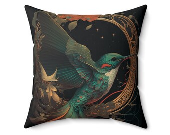 Hummingbird Print Indoor Square Pillow