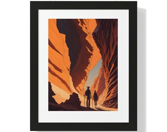 Framed Vertical Poster of a Slot Canyon in Sunset